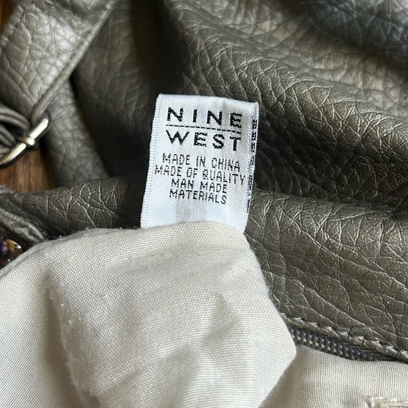 Nine West large shoulder bag textured faux leather gray green - Picture 12 of 14